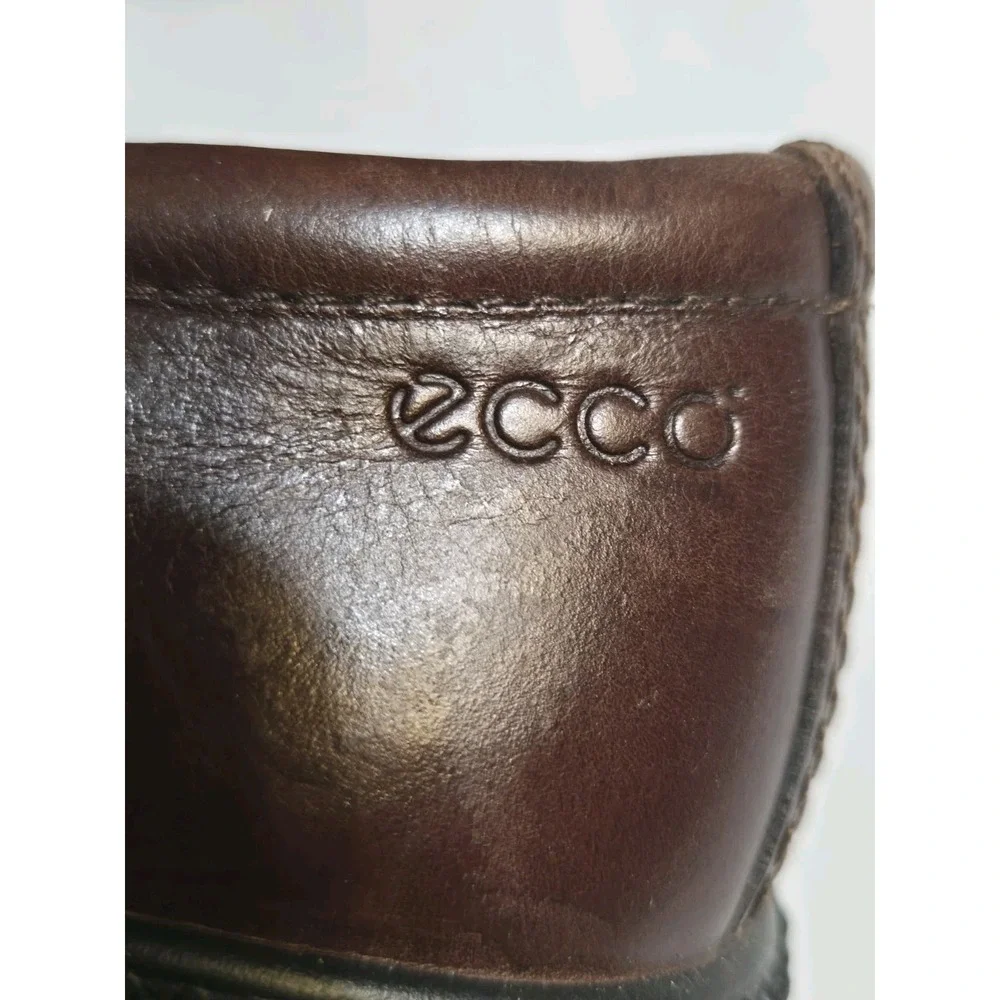 ECCO Boys Brown Leather Slip On Loafers Size EUR 30/ US 12 Slip Resist Preppy